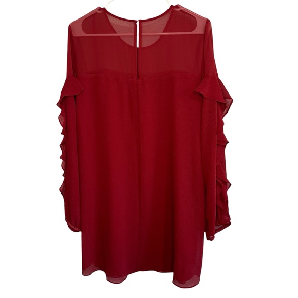 BCBGeneration MEDIUM Ruffle Sleeve Tent Dress NEW WITH TAGS Burgundy/Maroon CUTE - Picture 6 of 14